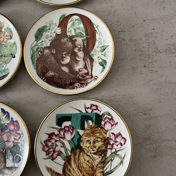 Vintage Franklin Mint Animal Alphabet Mini Plate Collection 1983 Full Set of 26 - Picture 9 of 12